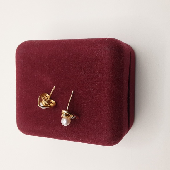 10K Yellow and White Gold Pearl Earrings - Picture 10 of 14